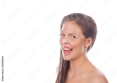 Teen Girl With Nude Makeup Laughing Stock Foto Adobe Stock