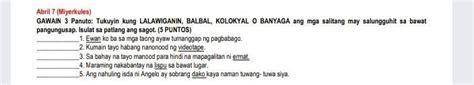 Tukuyin Kung Lalawiganinbalbalkolokyal O Banyaga Ang Mga Salitang May