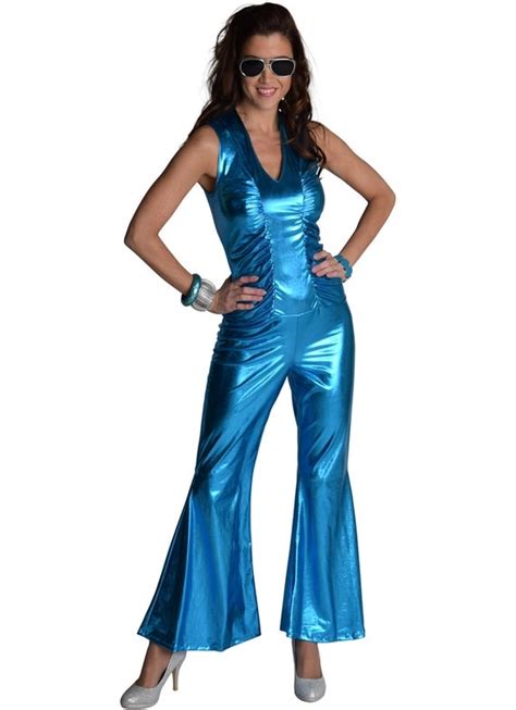 70 S Disco Jumpsuit Mama Mia Electric Blue By Fantasyworldyork