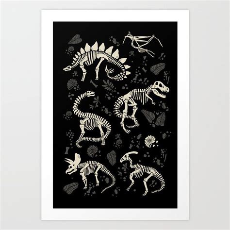 Art Print Excavated Dinosaur Fossils By Lathe And Quill X Small