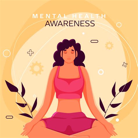 Mental Health Awareness Poster Design With Young Woman Meditating In