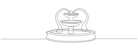 Premium Vector Fountain In One Continuous Line Drawing Old