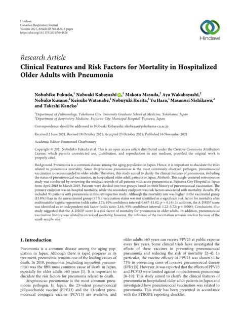 PDF Clinical Features And Risk Factors For Mortality In Hospitalized