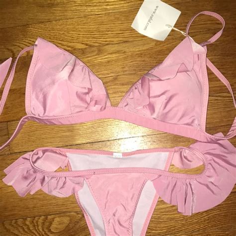 Swim Full Bikini Set Light Pink Bikini With Ruffles Poshmark