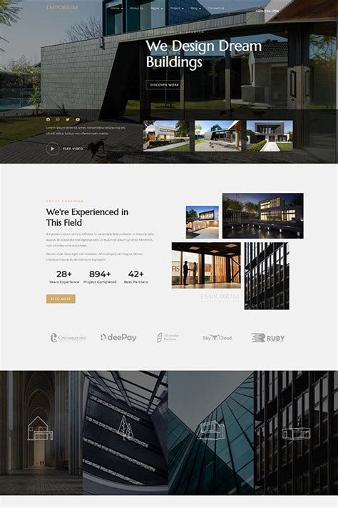 Emporium Architecture Interior Elementor Pro Full Site Template Kit