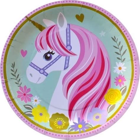 Unicornio Sparkle Plato Pastelero Pzas