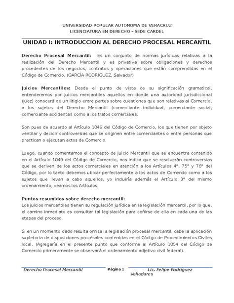 Introduccion Al Derecho Procesal Penal Mercantil Licenciatura En