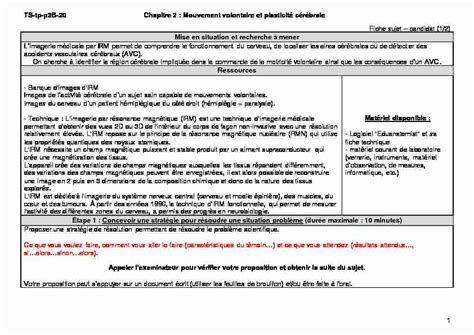 TS tp p3B 20 Chapitre 2 Mouvement volontaire et plasticité PDF