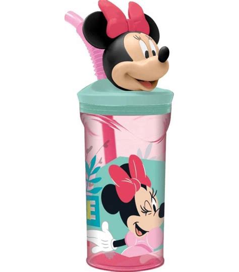 Vaso Infantil Reutilizable Minnie Mouse Pajita Tapa Figura D Ml De