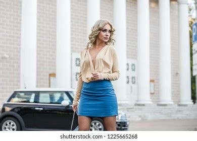 Lovely Sexy Blonde Girl Skirt Posing Stock Photo Shutterstock
