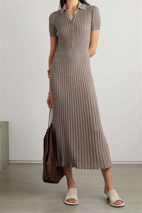 Gabriela Hearst Amor Ribbed Silk And Cashmere Blend Midi Dress Ribbed