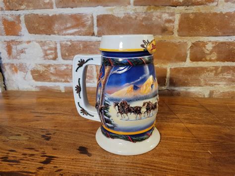 Barware Home Living Steins Vintage Budweiser Holiday In The Mountains