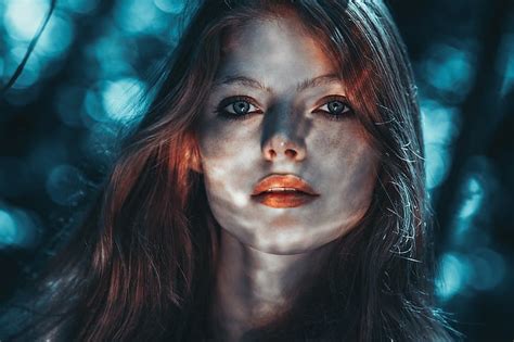 HD Wallpaper Face Dark Bokeh Looking At Viewer Blonde Model