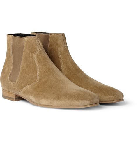 Saint laurent Suede Chelsea Boots in Natural for Men | Lyst