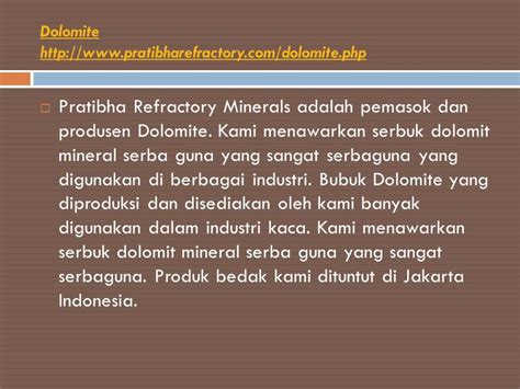 Best Supplier Of Dolomite Jakarta Indonesia Pratibha Refractory