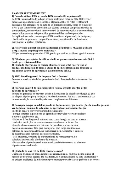 Examen Septiembre 2007 Preguntas Y Respuestas EXAMEN SEPTIEMBRE 2007