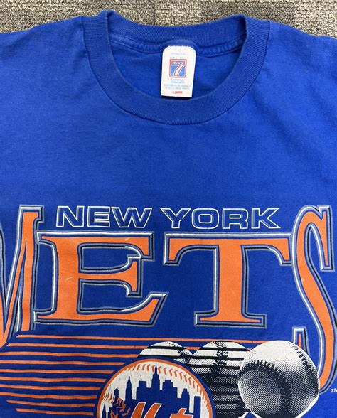 New York Mets LOGO 7 Vintage Single Stitch Tee Shirt … - Gem