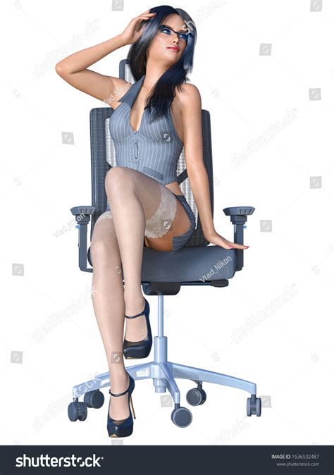 Longhaired Sexy Brunette Secretary Uniform White Stock Illustration 1536532487 Shutterstock