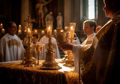 Celebración De Una Eucaristía Ai Genera Tradición Cristiana Foto Premium