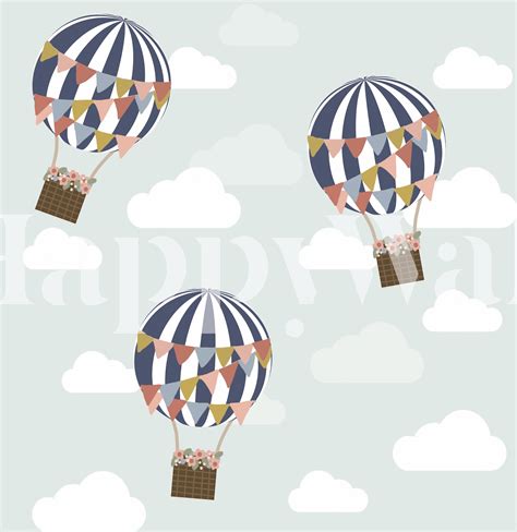 Floral Hot Air Balloon Wallpaper Happywall