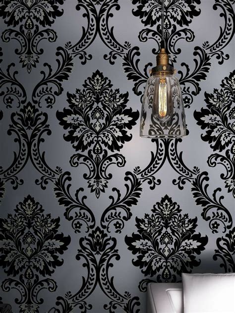 Black Damask Wallpaper Bedroom New 10m 3d European Classic Damask Stripe Embossed Flock Textu