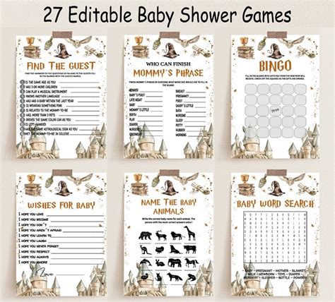 Wizard Baby Shower Games Editable Magic Baby Shower Game Bundle