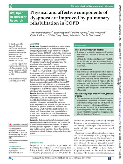 Pdf Physical And Affective Components Of Dyspnoea Are Improved By