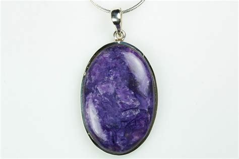 1 45 Siberian Charoite Pendant Necklace 925 Sterling Silver