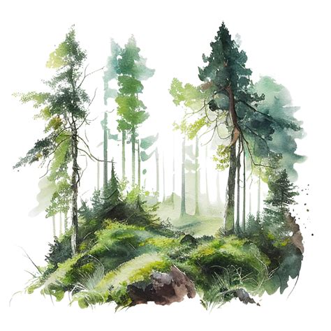 Watercolor Forest Tree Clipart Ai Generative 24178500 Png