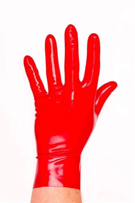 Short Gloves Made Of Molded Latex Unisex Red Latexcharms