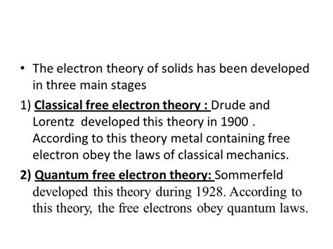 Classical Free Electron Theory Ppt