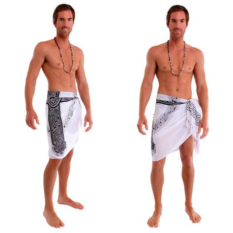 Celtic Mens Sarong Celtic Cross 3 White