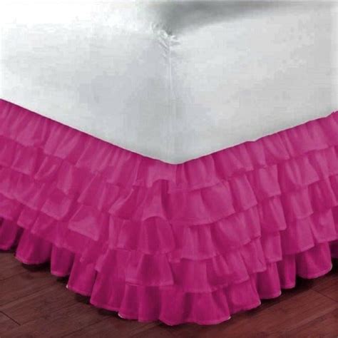 New 1pc Queen Hot Pink Gypsy Ruffled Eyelet Skirt Multilayered Bed