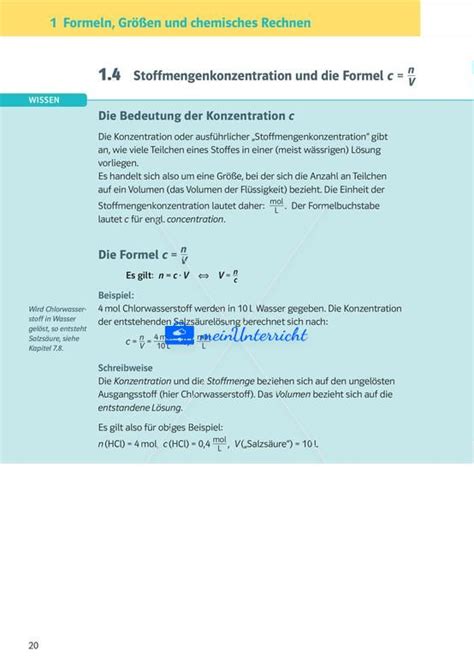 Formeln Größen und chemisches Rechnen Teil 2 meinUnterricht