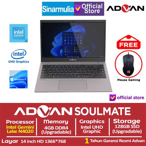 Jual Advan Soulmate Celeron N Gb Ssd Gb Win Shopee