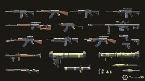 Weapons Low Poly Pack 3d Model By Tarasov3d