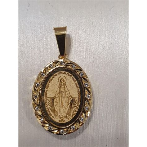 Medalha pingente Nossa Senhora das Graças em ouro amarelo 18 k 750