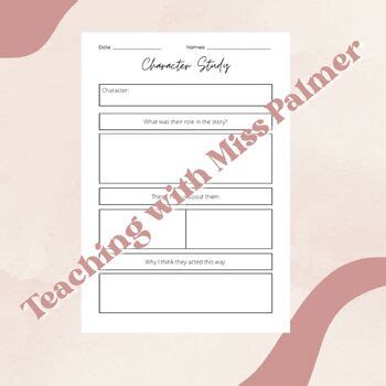 Character Study Worksheet by Teaching with Miss Palmer | TPT