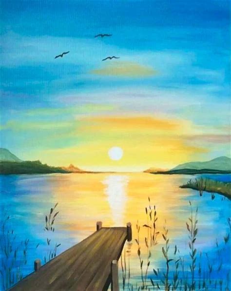 Beautiful Easy Landscape Painting Ideas For Beginners Sunrise Painting