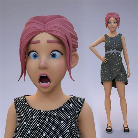 3d Cartoon Girl Model Turbosquid 2099410