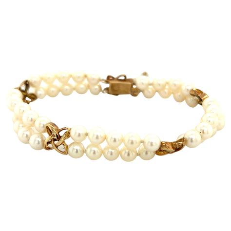 Marianne Ostier Bracciale A 3 Fili Con Perle Akoya E Diamanti In Oro