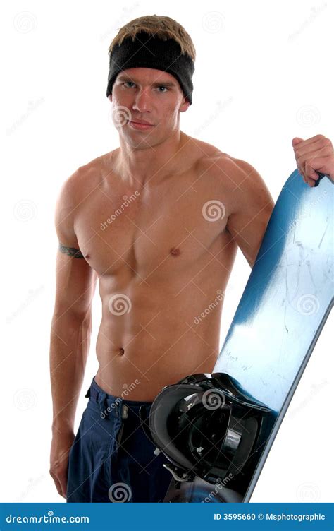 Shirtless Snowboarder Stock Photo Image Of Athlete Pecs