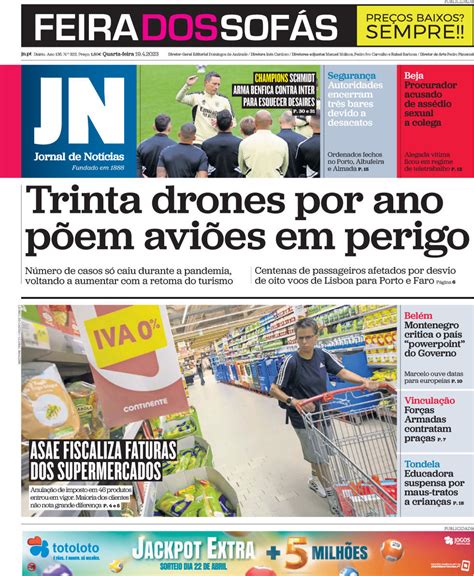 Capa Jornal de Notícias 19 abril 2023 capasjornais pt