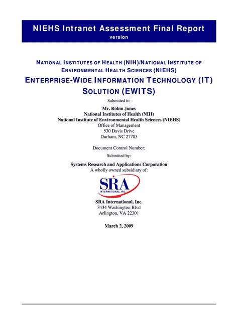 Fillable Online Dpcpsi Nih Niehs Intranet Assessment Final Report Fax