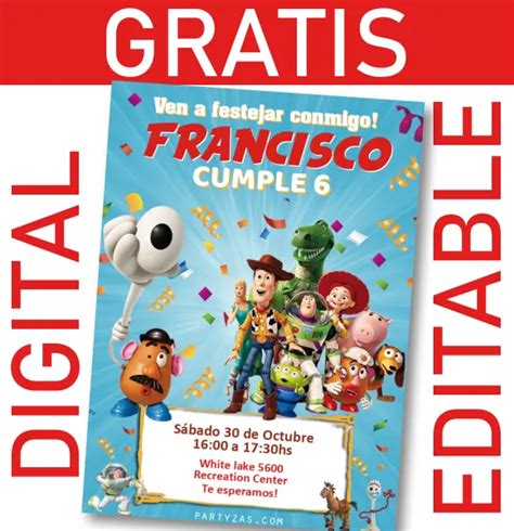 [gratis] Invitación Toy Story Editable Digital