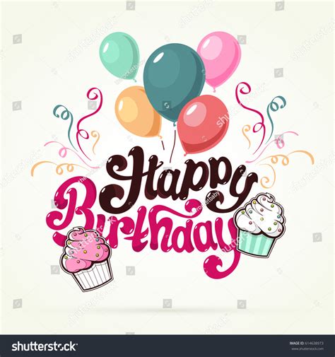 Happy Birthday Greeting Card Cupcake Unique Stock Vector Royalty Free