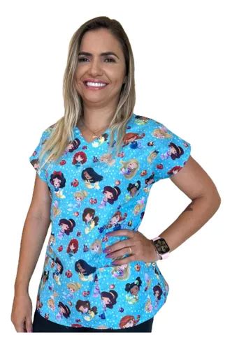 Blusa Pijama Cir Rgico Estampado Scrub Princesas Disney Mercadolivre