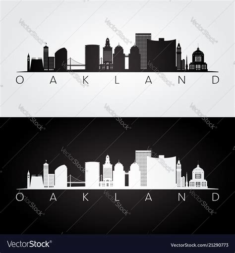 Oakland usa skyline and landmarks silhouette Vector Image