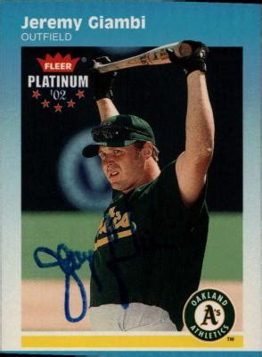 Jeremy Giambi autographed baseball card (Oakland Athletics) 2002 Fleer ...