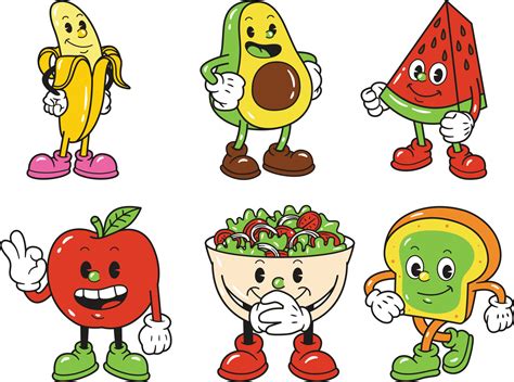 Funny Vegetable Cartoon Character Collection Vector Illustration